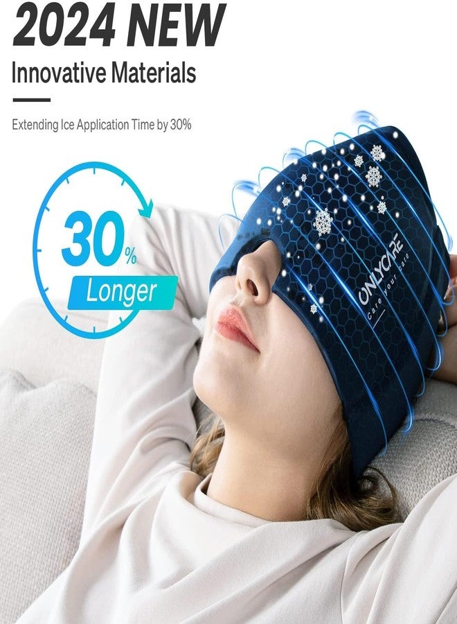 ONLYCARE Migraine Relief Cap,Soothing Migraine Mask,Upgraded Odorless Gel Ice Head Wrap, Hot and Cold Therapy, FSA or HSA Eligible Headache Ice Pack for Tension and Stress (Blue) - Image 2